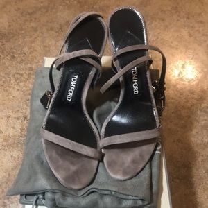 Tom Ford Suede Ankle Padlock Sandal